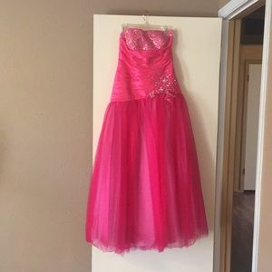 Pink strapless prom dress